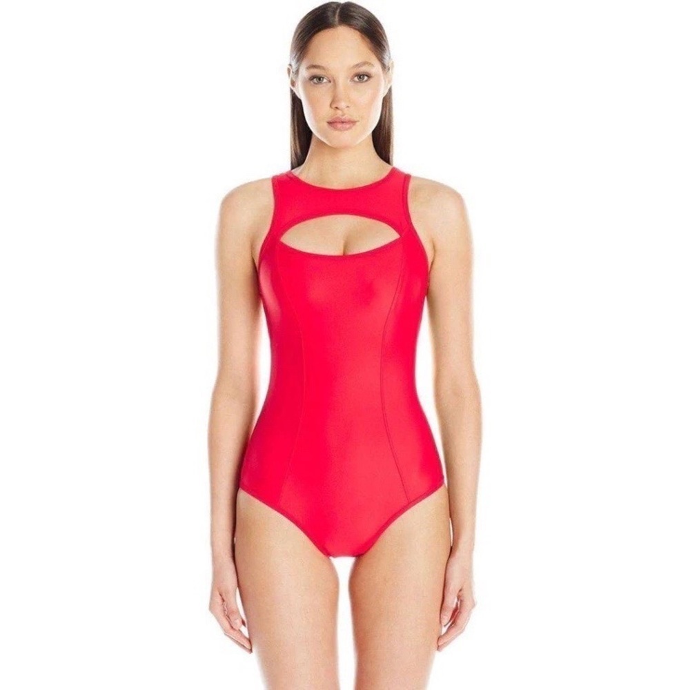 CHROMAT SALDANA RACERBACK ONE-PIECE SWIMSUIT SIZE Small RED cutout Bathingsuit